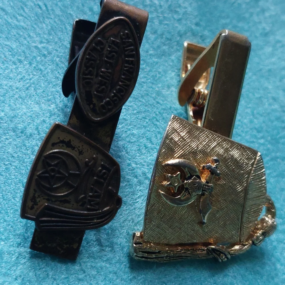 Vintage Masonic Shriners Vintage Tie Clips, Lot of Two Estate Jewelry